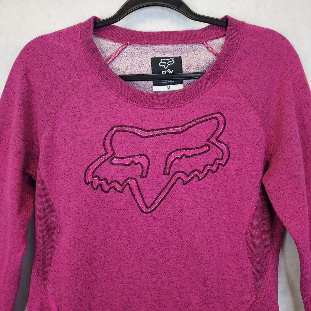 Fox Racing Sweatshirt Women M Motocross Logo Hot Pink Fleece Front Pocket Sporty - Picture 5 of 13